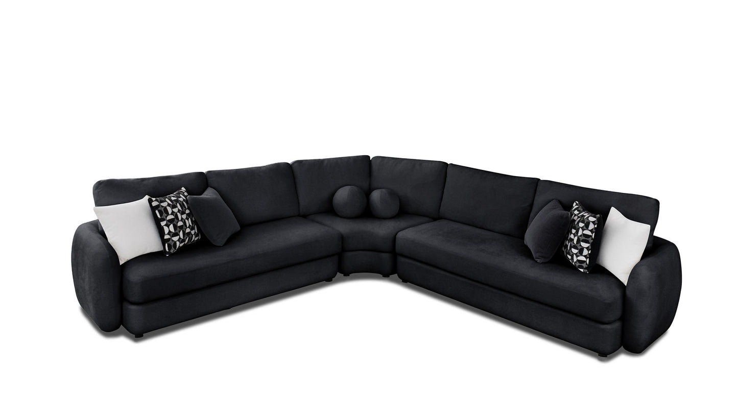 Cielo Black Fabric Sectional S2040