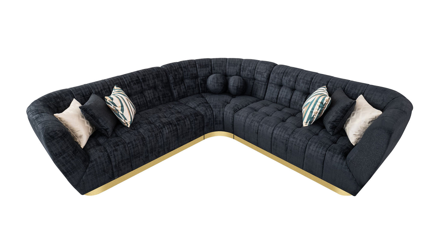 Rosa Black Premium Fabric Sectional S2030