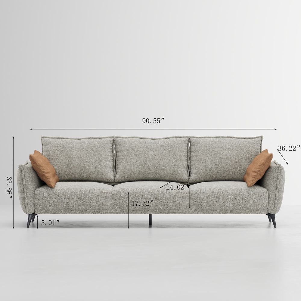 Bona Grey Linen 90" Sofa