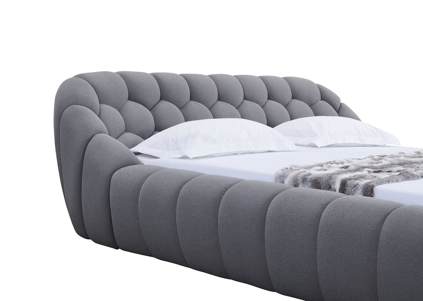 Bubbles Teddy Grey King Platform Bed B127