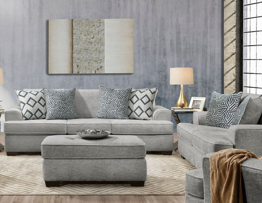 Ritzy Grey Fabric Sofa and Loveseat S2580