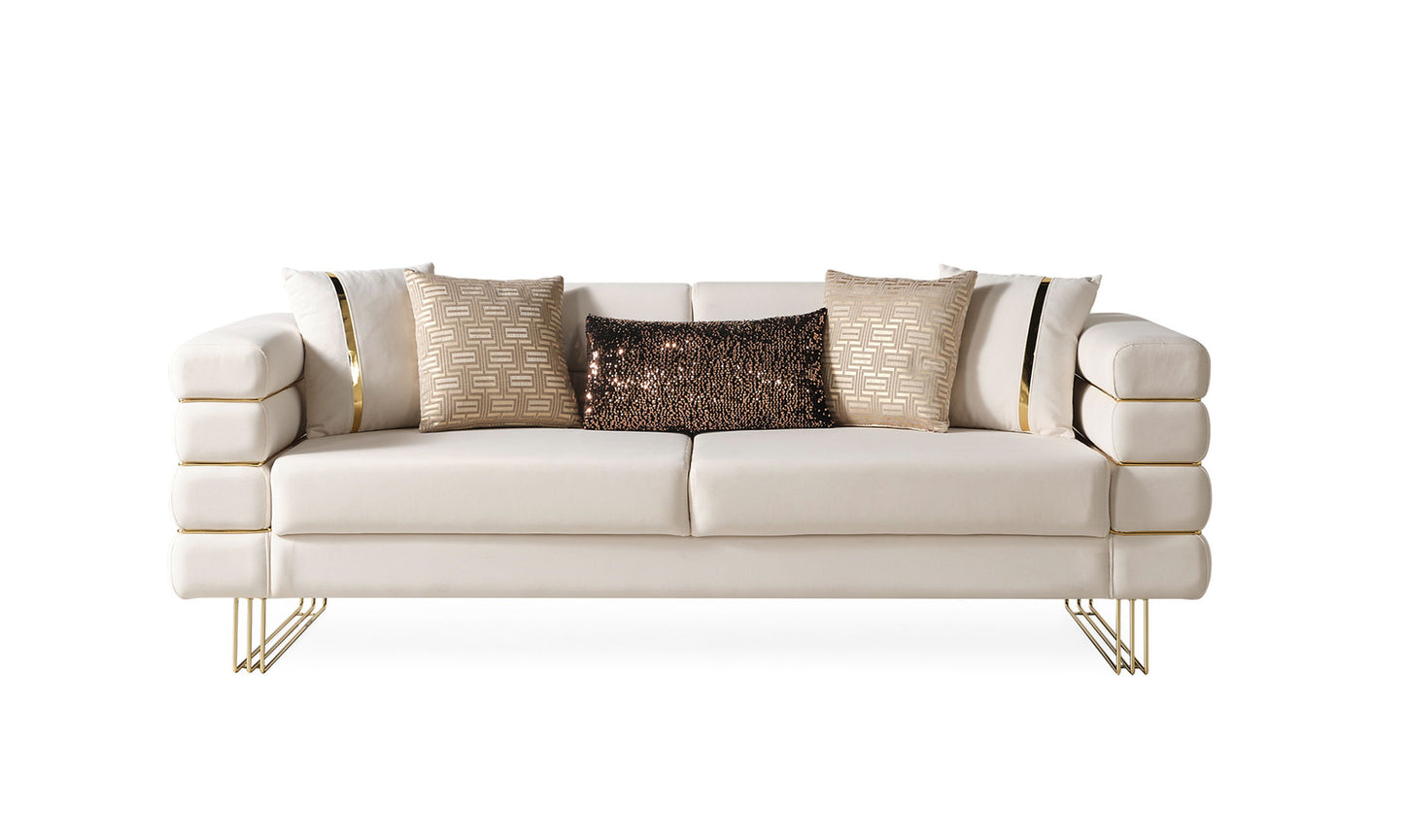 Luma Off White Velvet Sofa and Loveseat