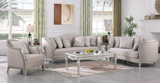 Bellisimo Light Grey Velvet Sofa, Loveseat and Chair S6226