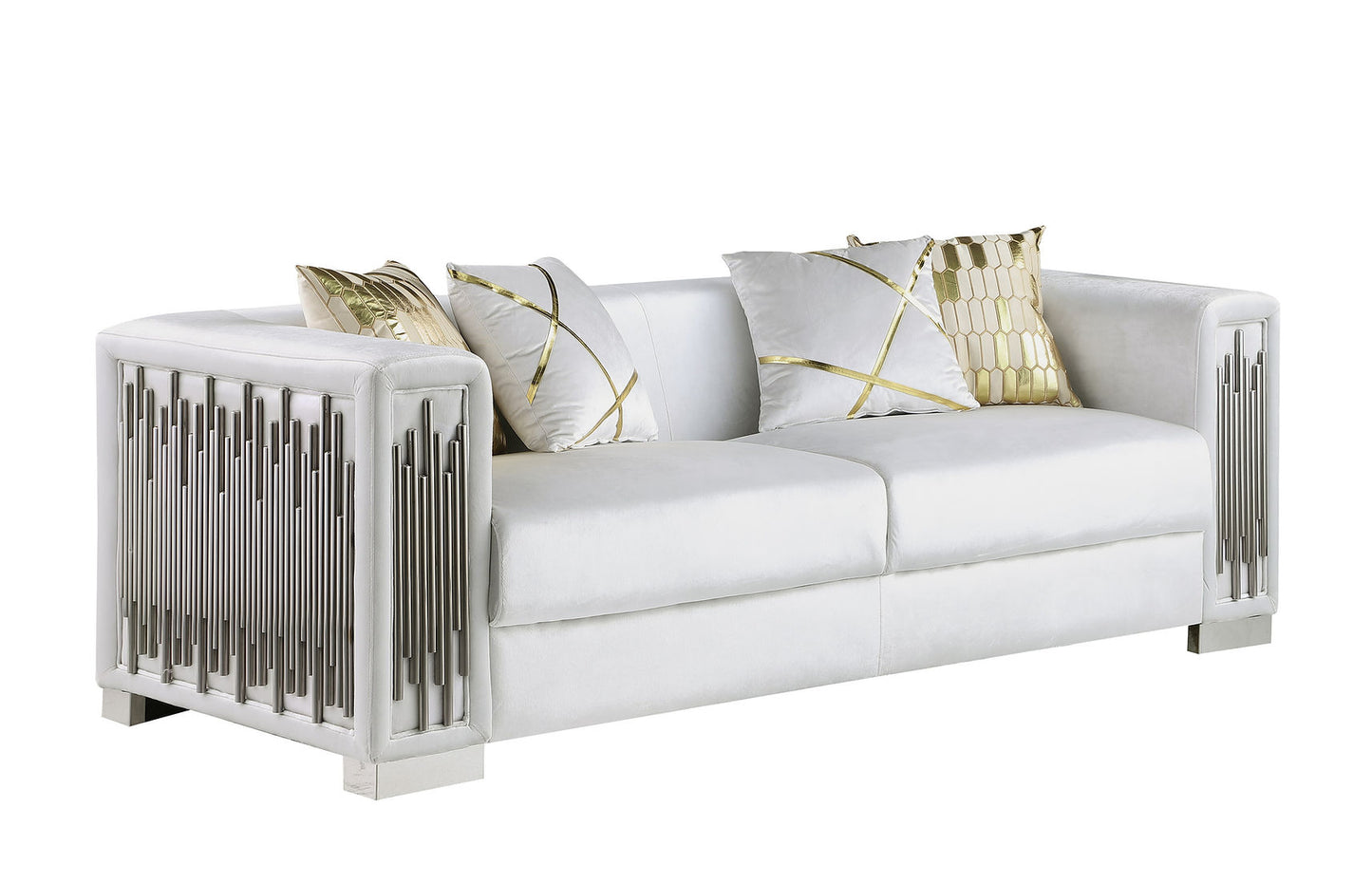 Token White Velvet Sofa and Loveseat S6061