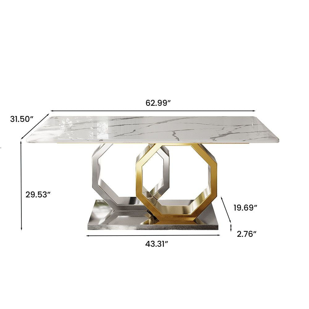 Jenpeg White/Gold Dining Table