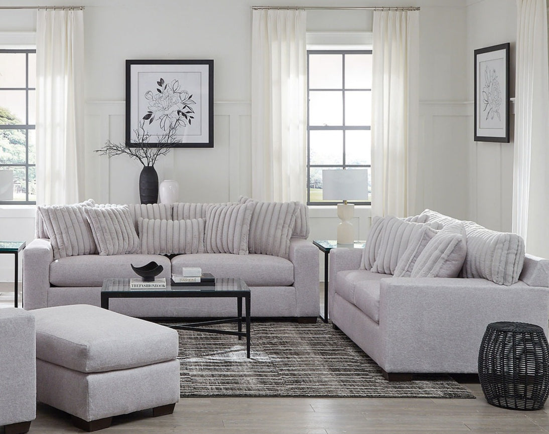 Grandy Grey Fabric Sofa and Loveseat S3322