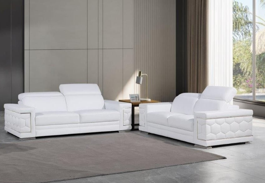 Adrian White LEATHER MATCH Sofa and Loveseat MI 2205