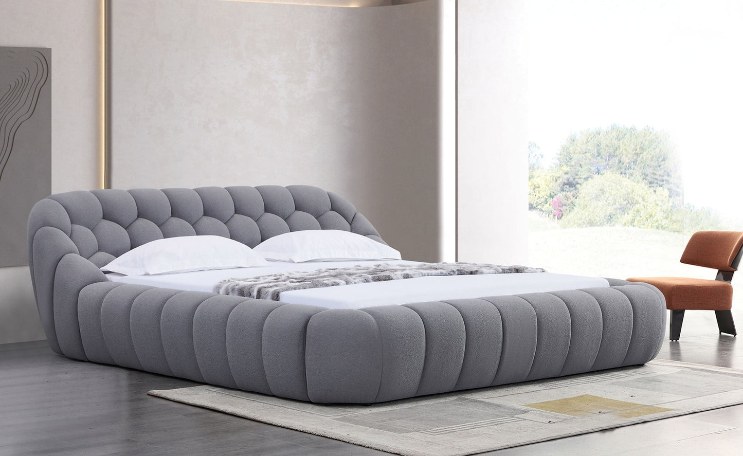 Bubbles Grey Teddy King Platform Bed B127