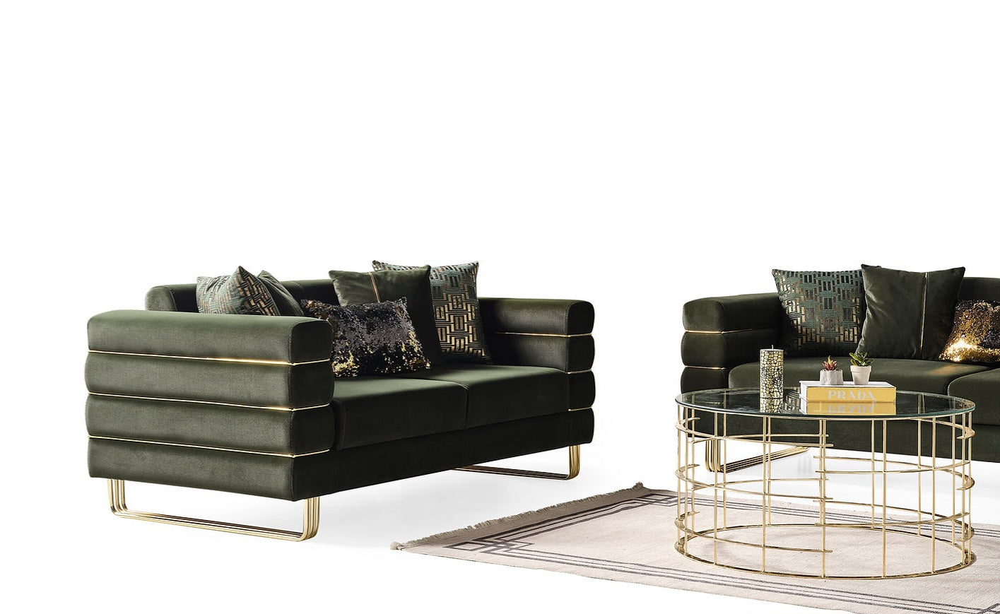 Luma Emerald Velvet Sofa and Loveseat