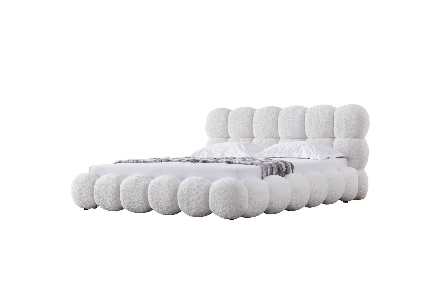 Coco White Alpaca King Platform Bed B195