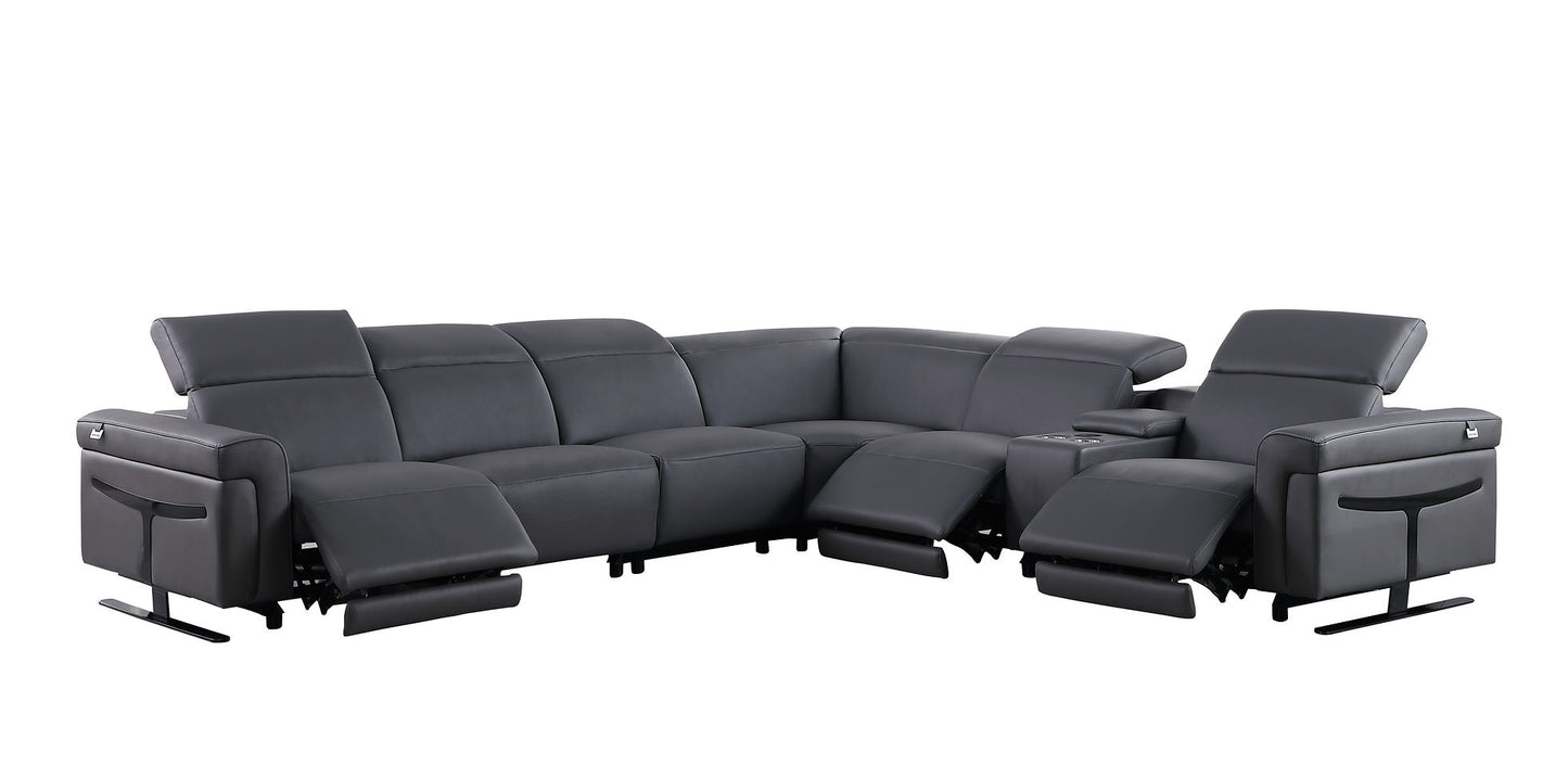 Lucca Dark Grey 7pc 3-POWER Reclining Sectional MI-1110