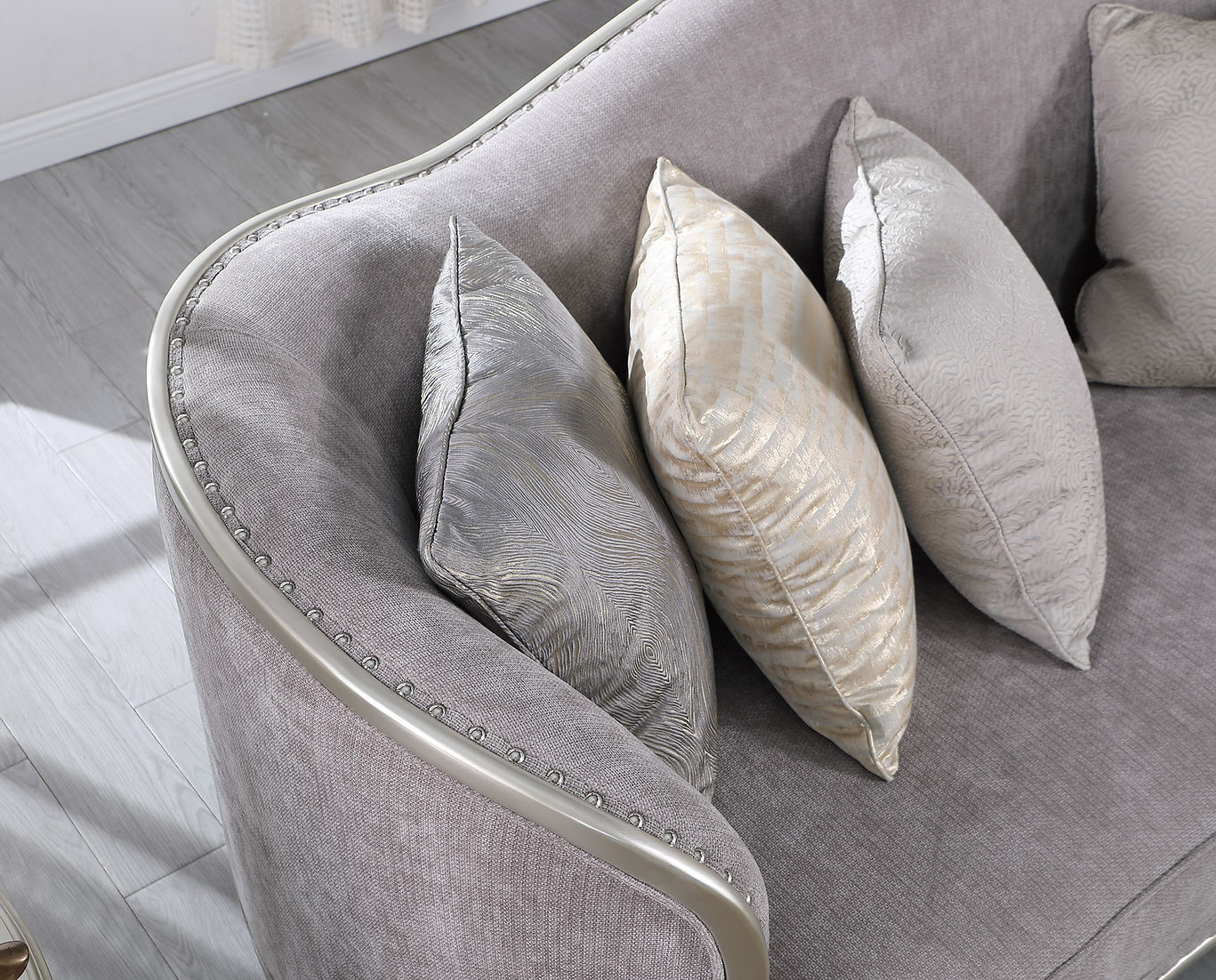 Bellisimo Grey Velvet Sofa, Loveseat and Chair S6226