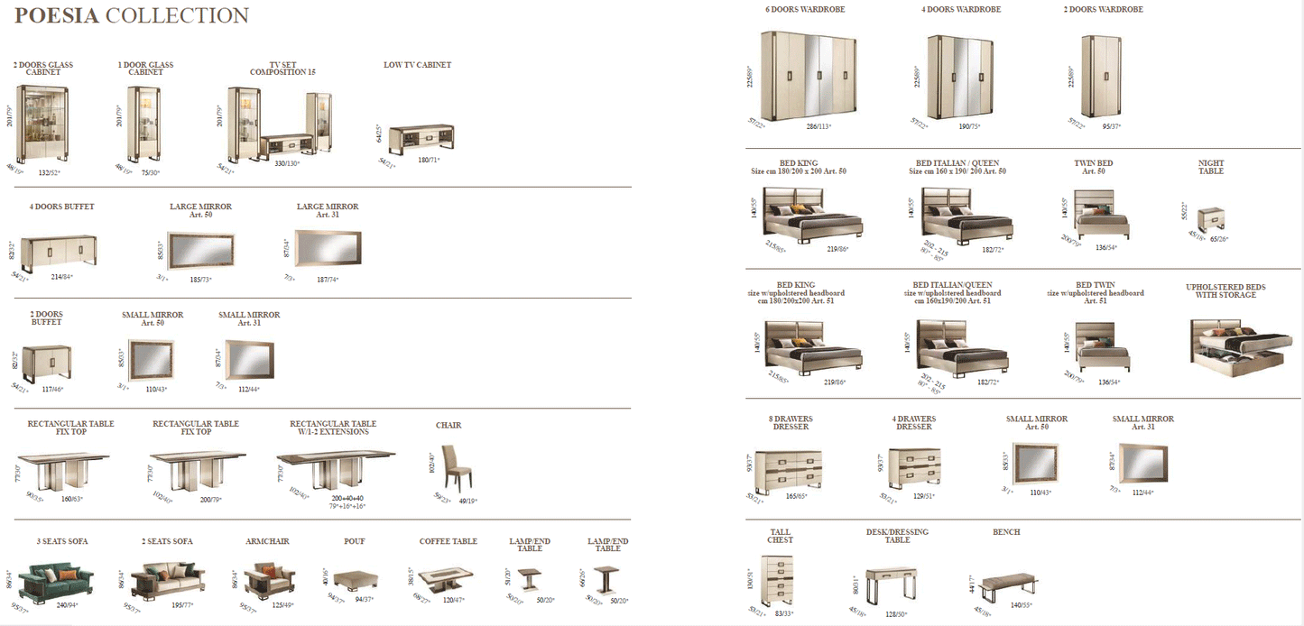 Poesia Collection Italian Panel Bedroom Set