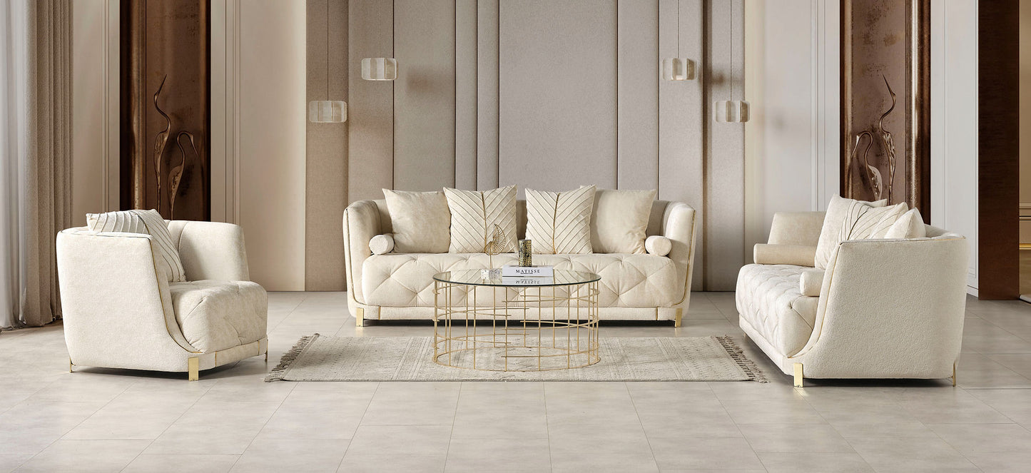 Elit Off White Sofa and Loveseat