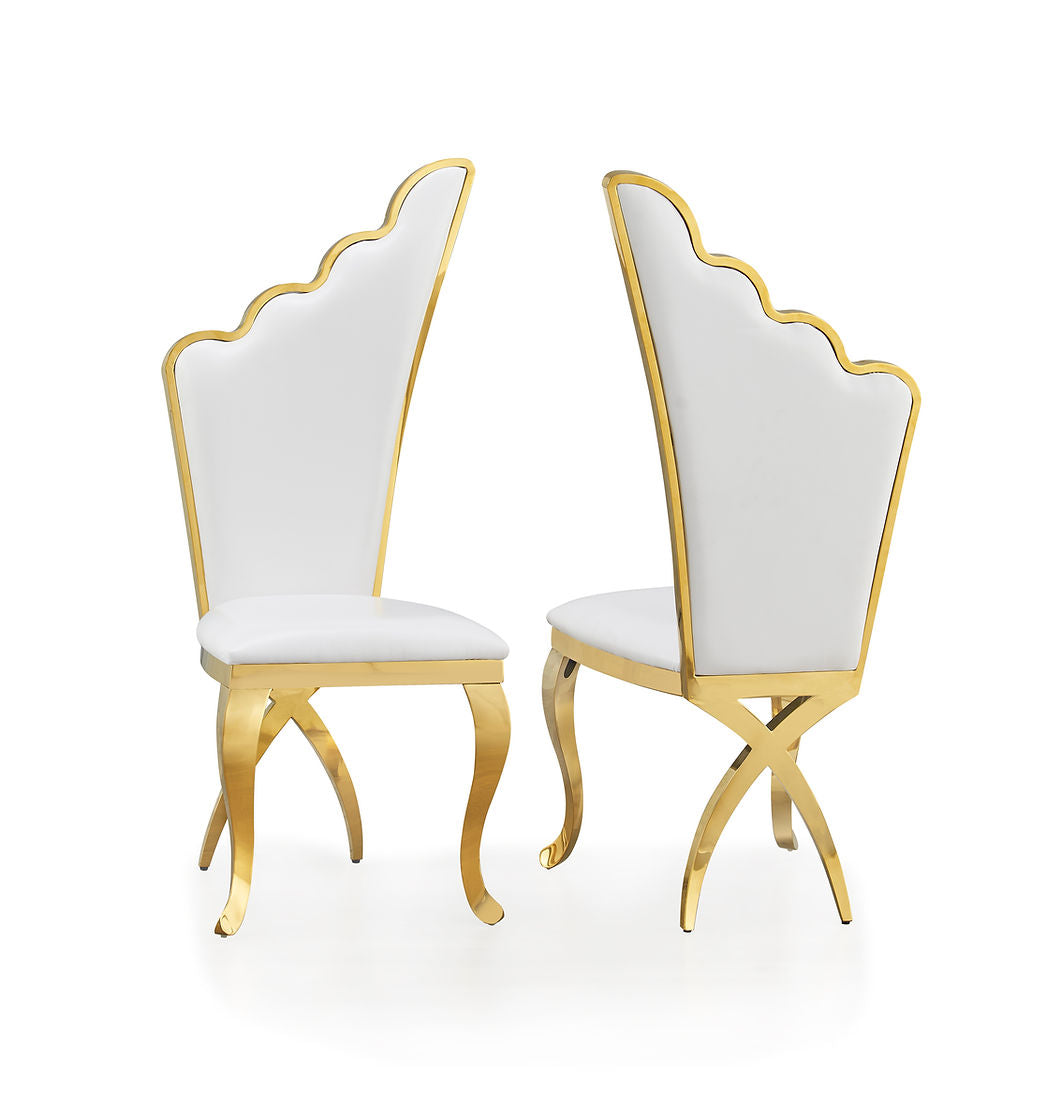 Paris White PU/Gold Chair D819