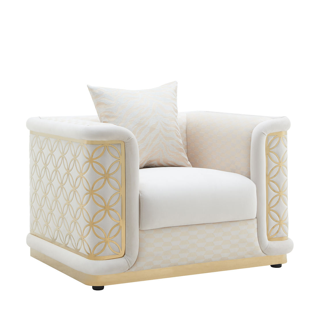 Riya Cream/Gold Sofa and Loveseat S3390