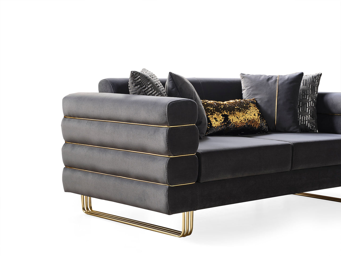 Luma Grey Velvet Sofa and Loveseat