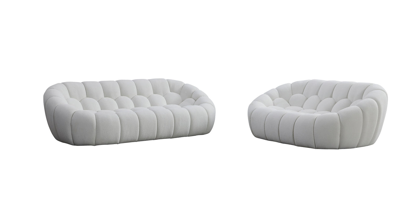 Bubbles White Teddy Sofa and Loveseat MI-2126