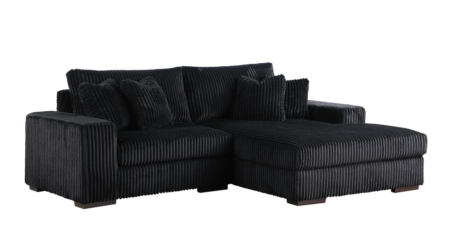 Comfy Black Soft Pin Stripe 2pc Sectional S859