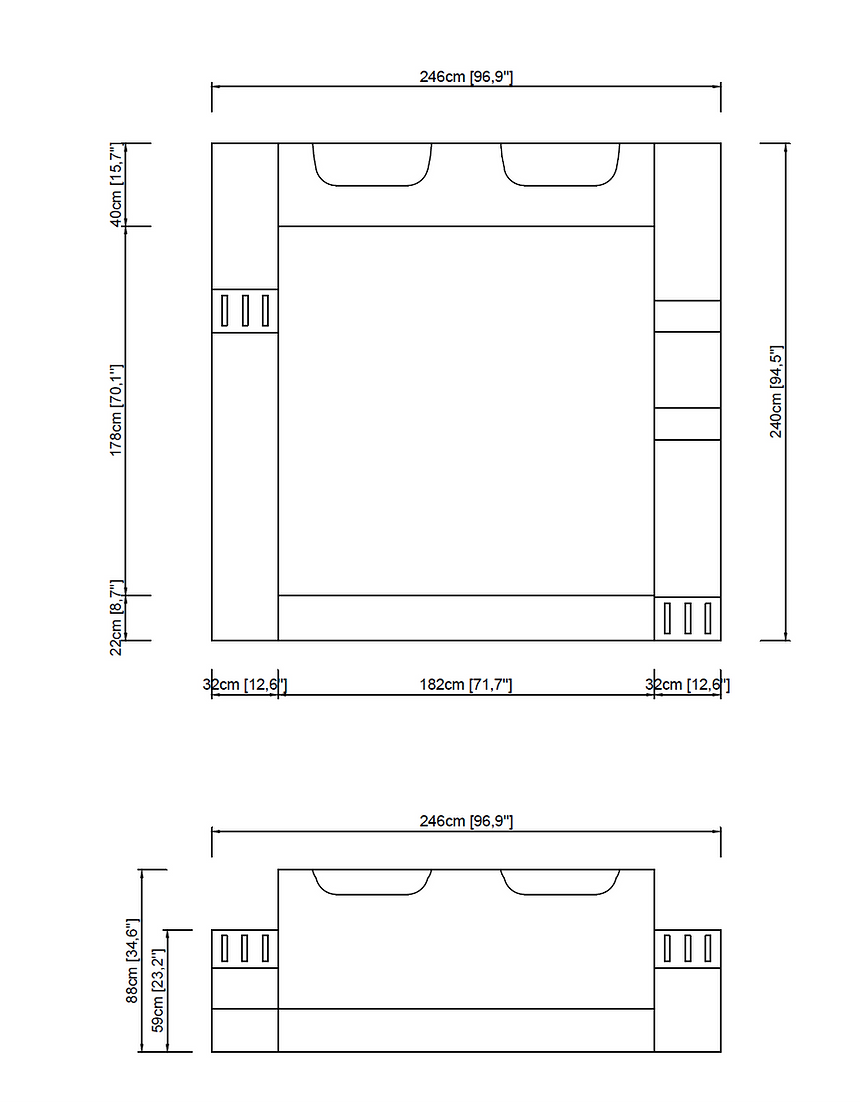 Matrix Black/White Queen Bed B126