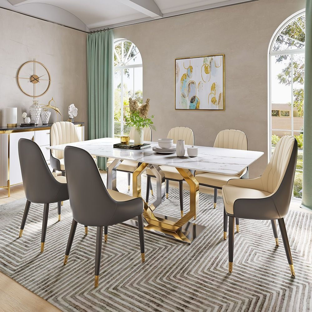 Jenpeg White/Gold Dining Table