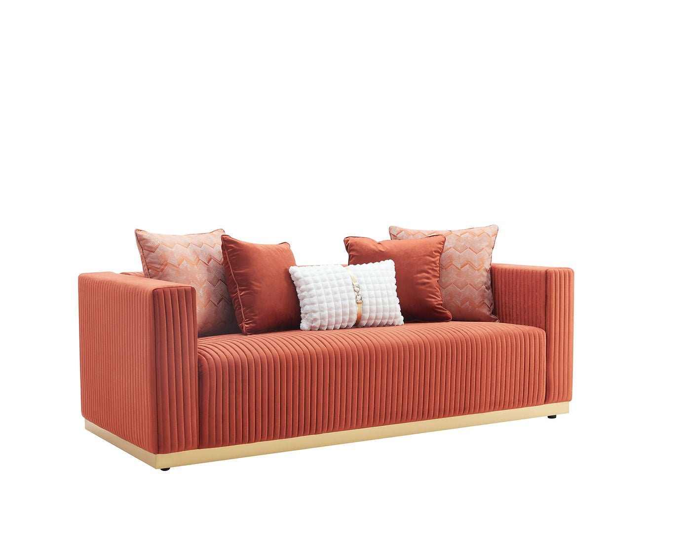 Alisha Rust  Velvet Sofa and Loveseat S3168