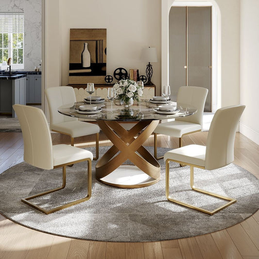 Sami 51" Glass Top Dining Table