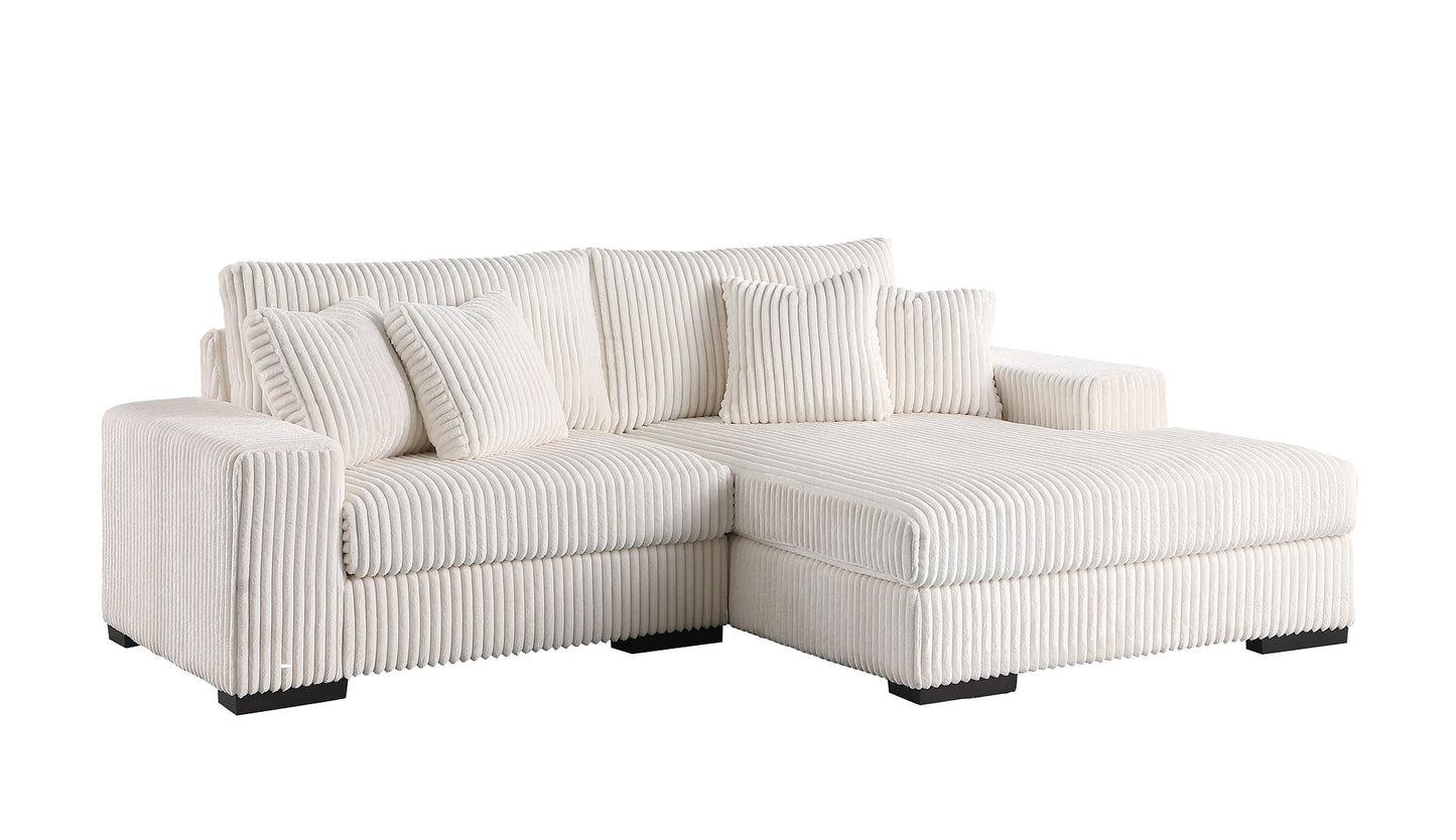 Comfy Ivory Soft Pin Stripe 2pc Sectional S859