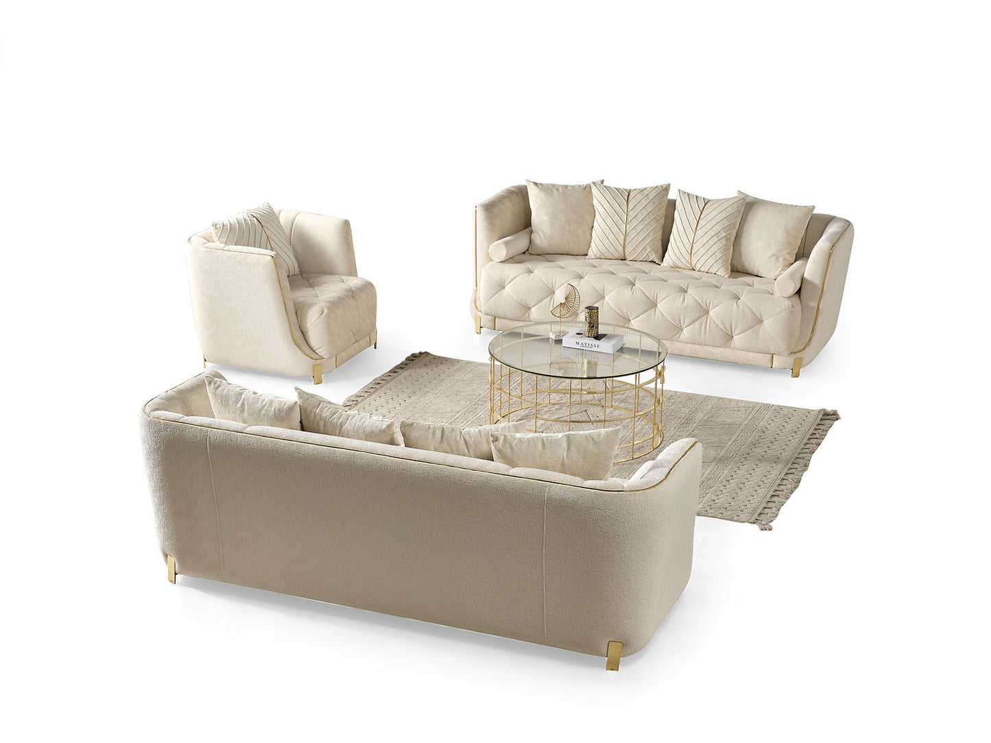 Elit Off White Sofa and Loveseat