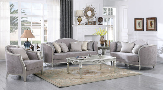 Bellisimo Grey Velvet Sofa, Loveseat and Chair S6226