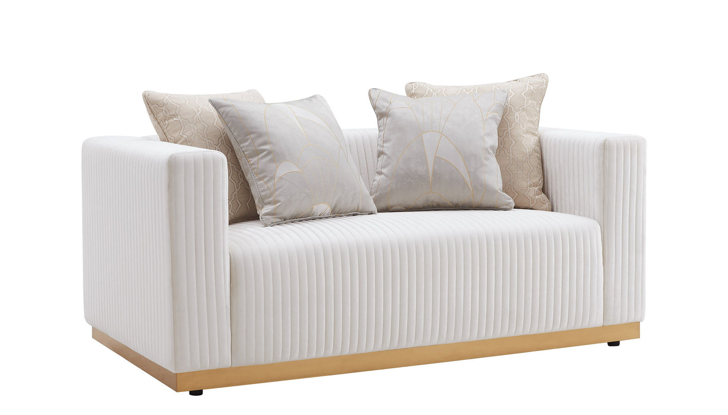 Alisha Ivory  Velvet Sofa and Loveseat S3168