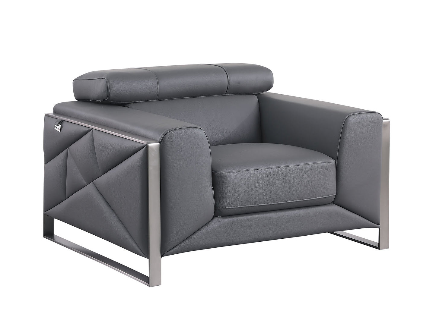 Giorgio Dark Grey Italian Leather Sofa and Loveseat MI-989