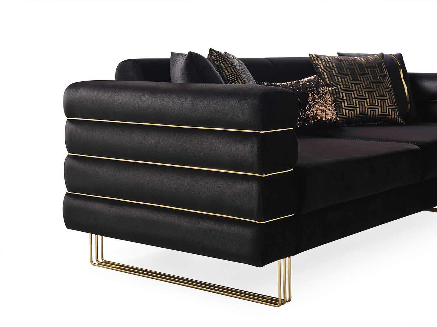 Luma Black Velvet Sofa and Loveseat