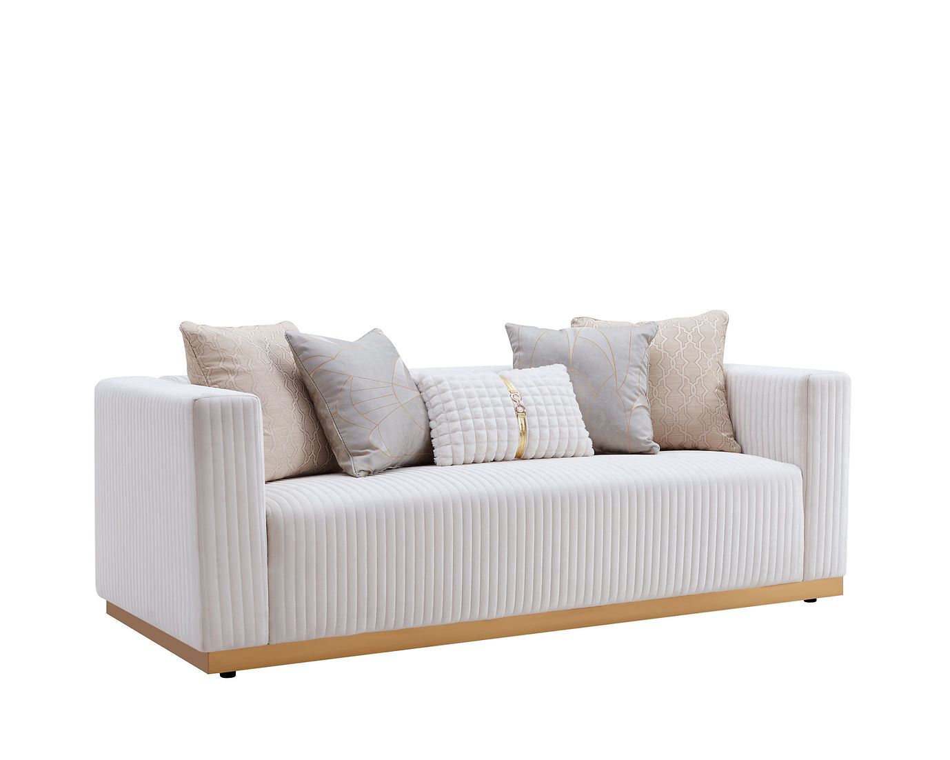 Alisha Ivory  Velvet Sofa and Loveseat S3168