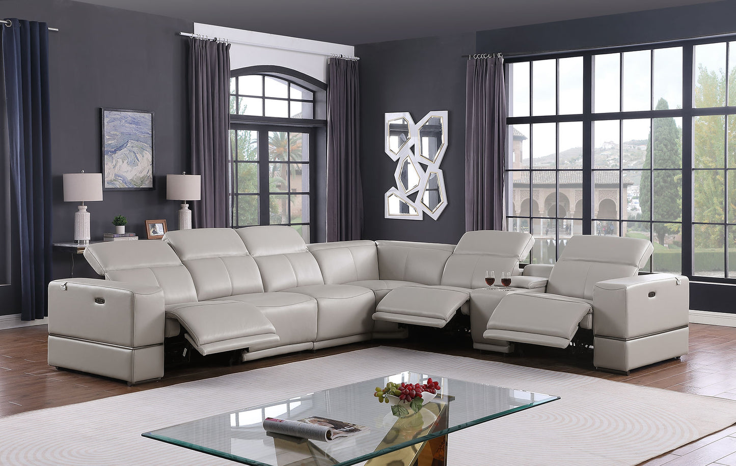 Franco Grey 6pc 2-POWER Reclining Sectional MI-1122