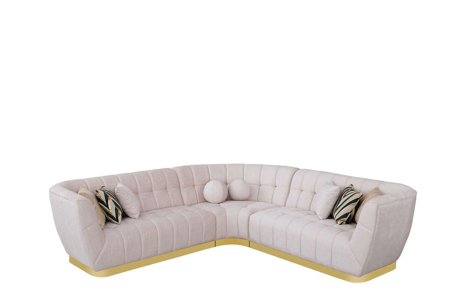 Rosa Cream Premium Fabric Sectional S2030