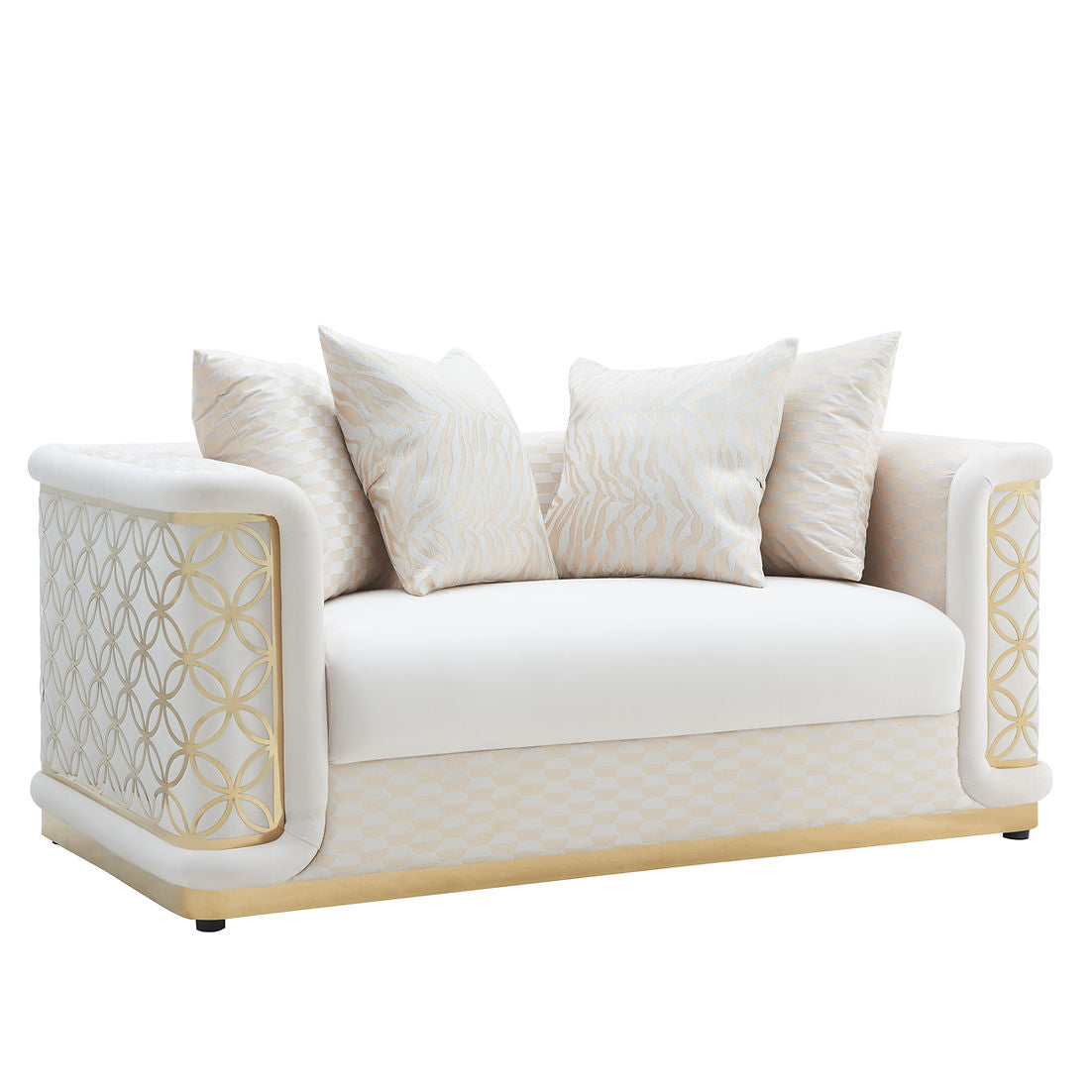 Riya Cream/Gold Sofa and Loveseat S3390