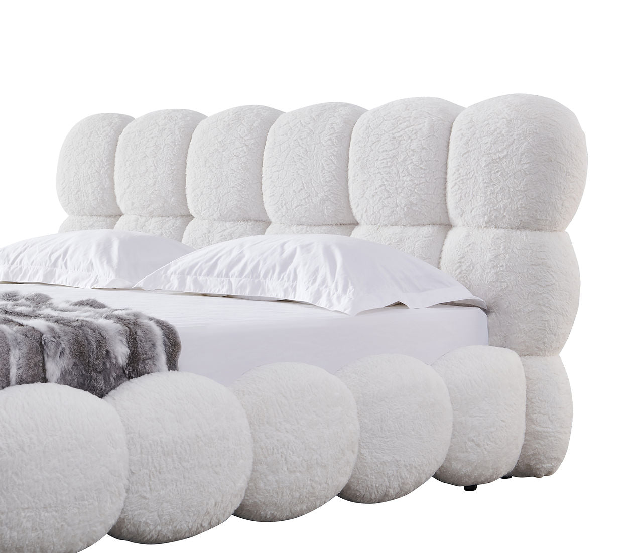 Coco White Alpaca King Platform Bed B195