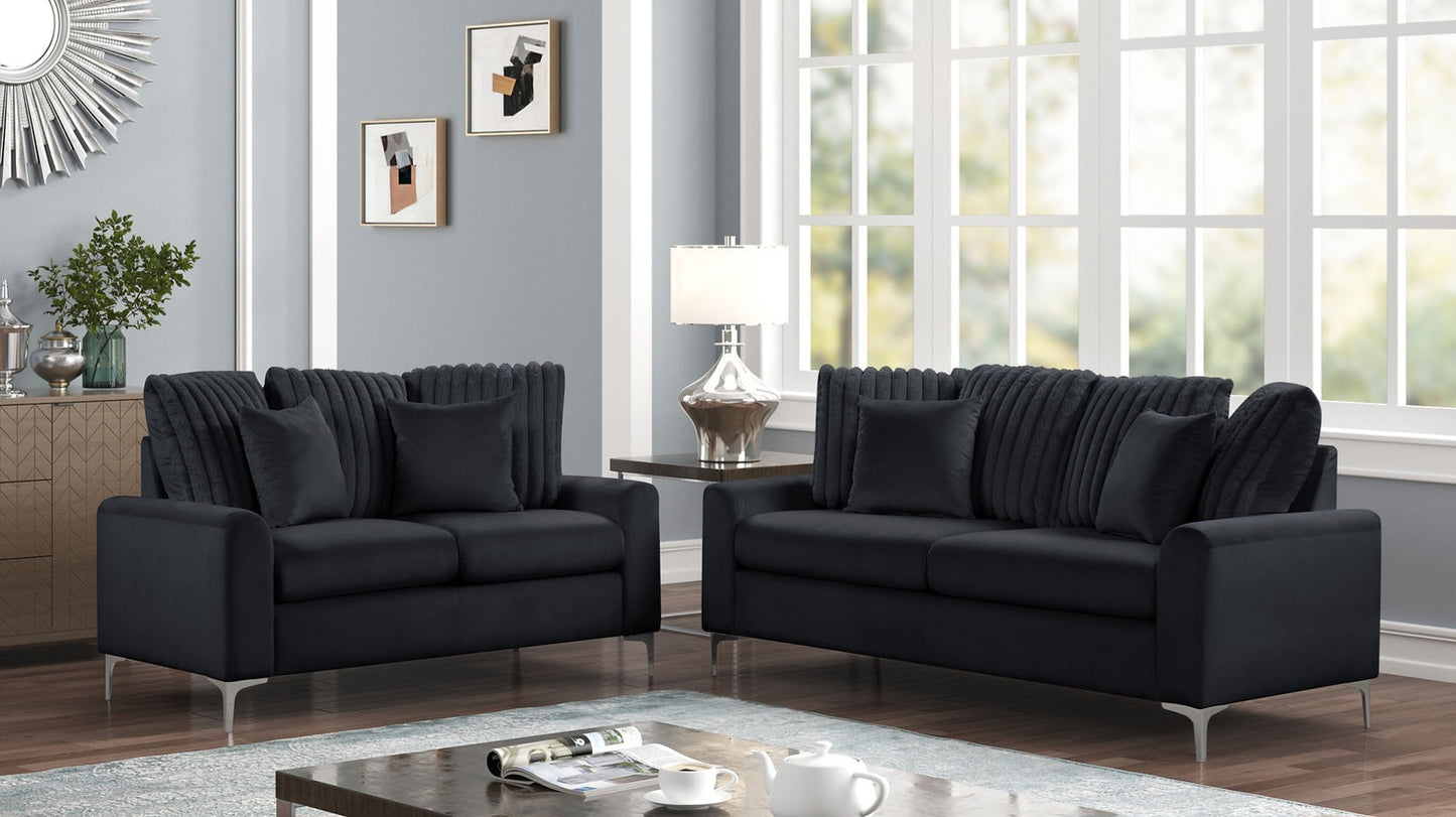 Elina Black Sofa and Loveseat S150