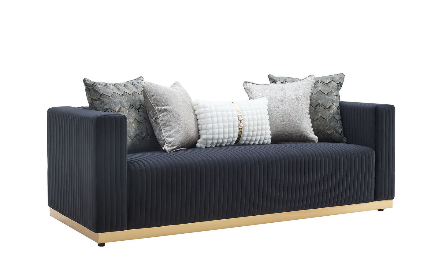 Alisha Black Velvet Sofa and Loveseat S3168