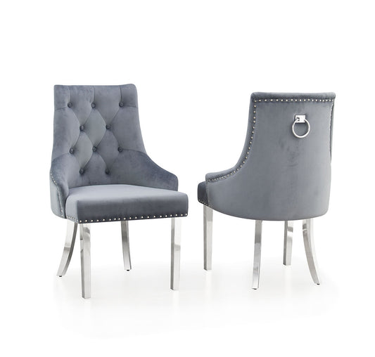 Havana Grey Velvet/Chrome Chair D863