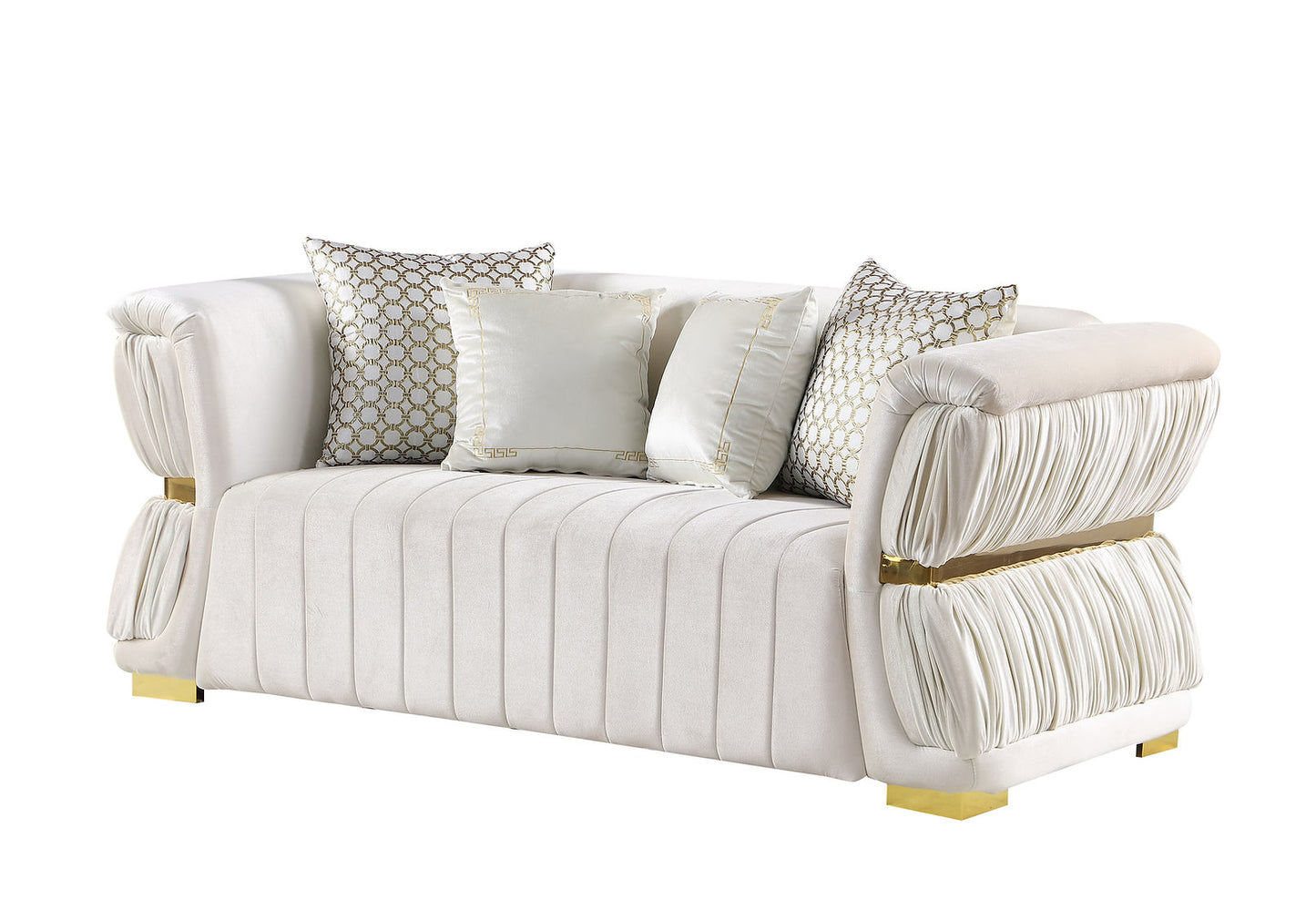 Anna White Velvet Sofa and Loveseat  S2003