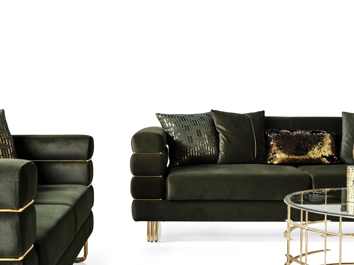 Luma Emerald Velvet Sofa and Loveseat