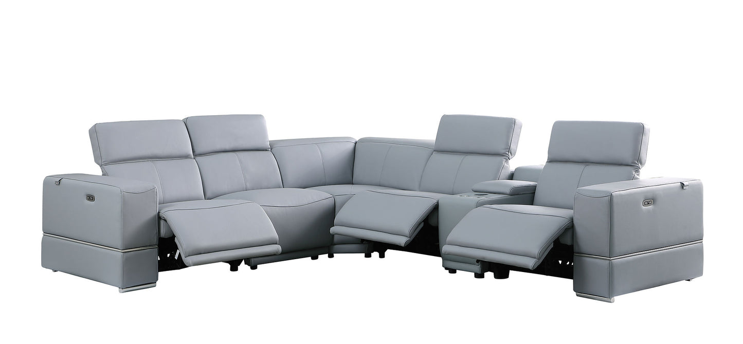 Franco Blue  6pc 2-POWER Reclining Sectional MI-1122