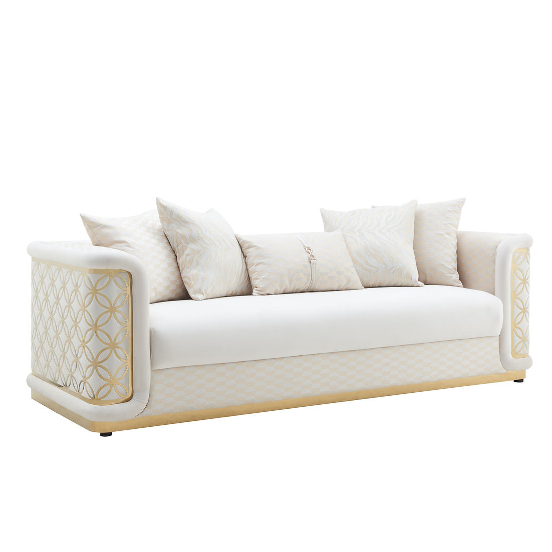 Riya Cream/Gold Sofa and Loveseat S3390