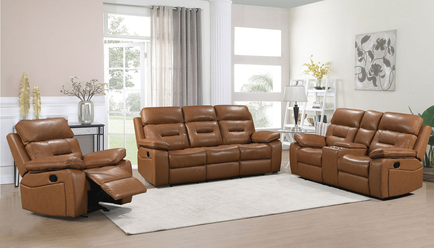 Dallas  Camel LEATHER 3pc Reclining Set S8232