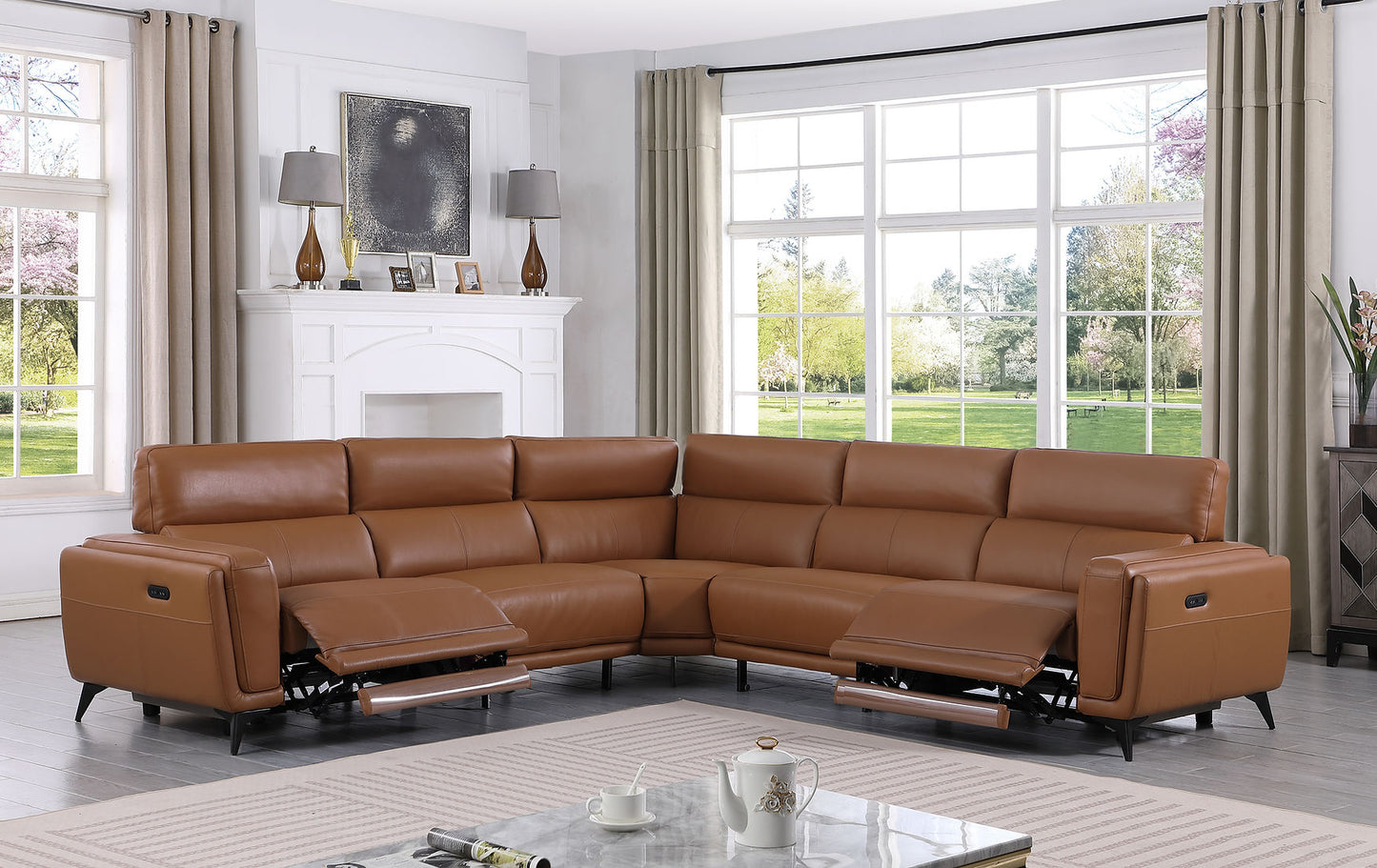 Lorenzo Camel 2-POWER Reclining Sectional MI-2311