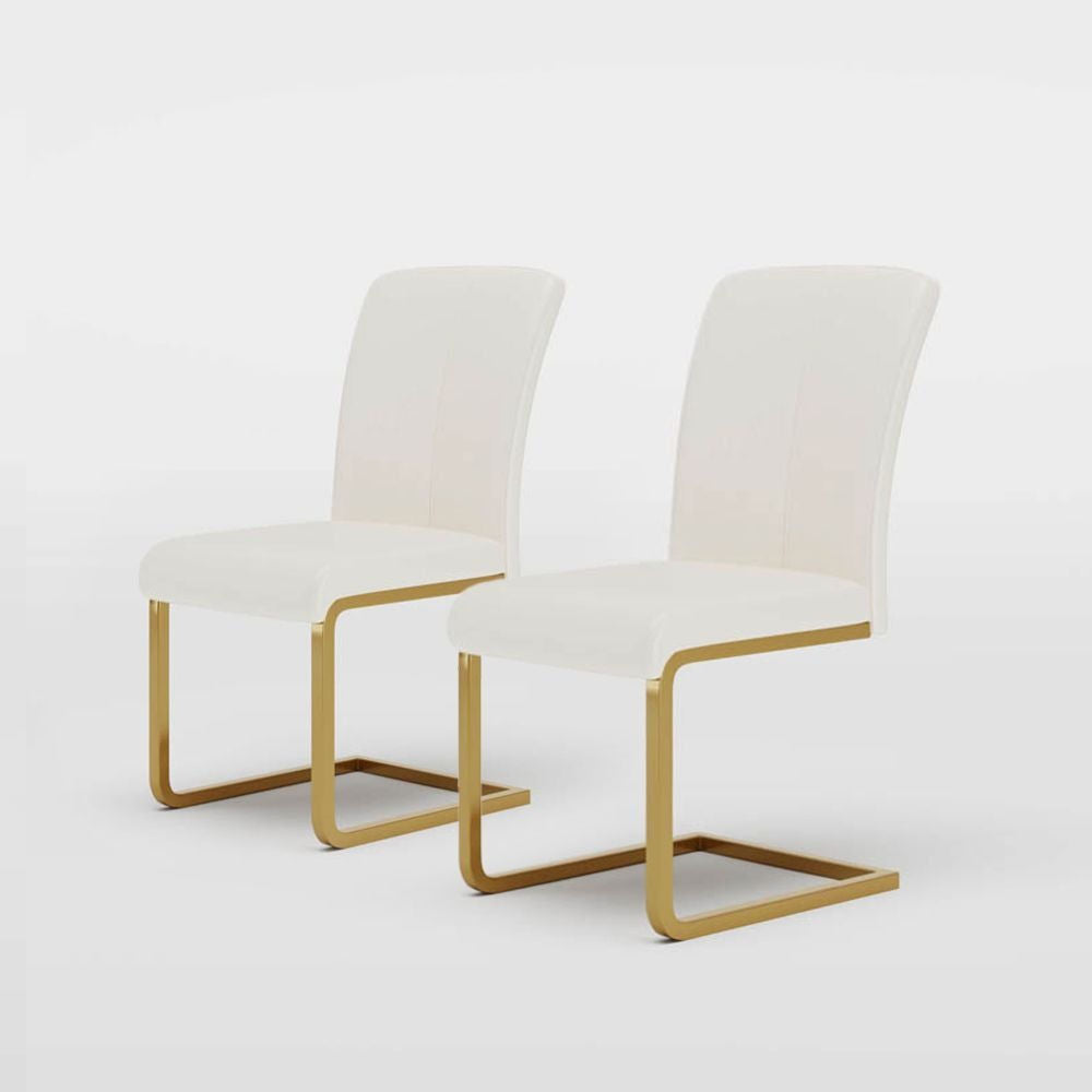 Uno White PU/Gold Chair