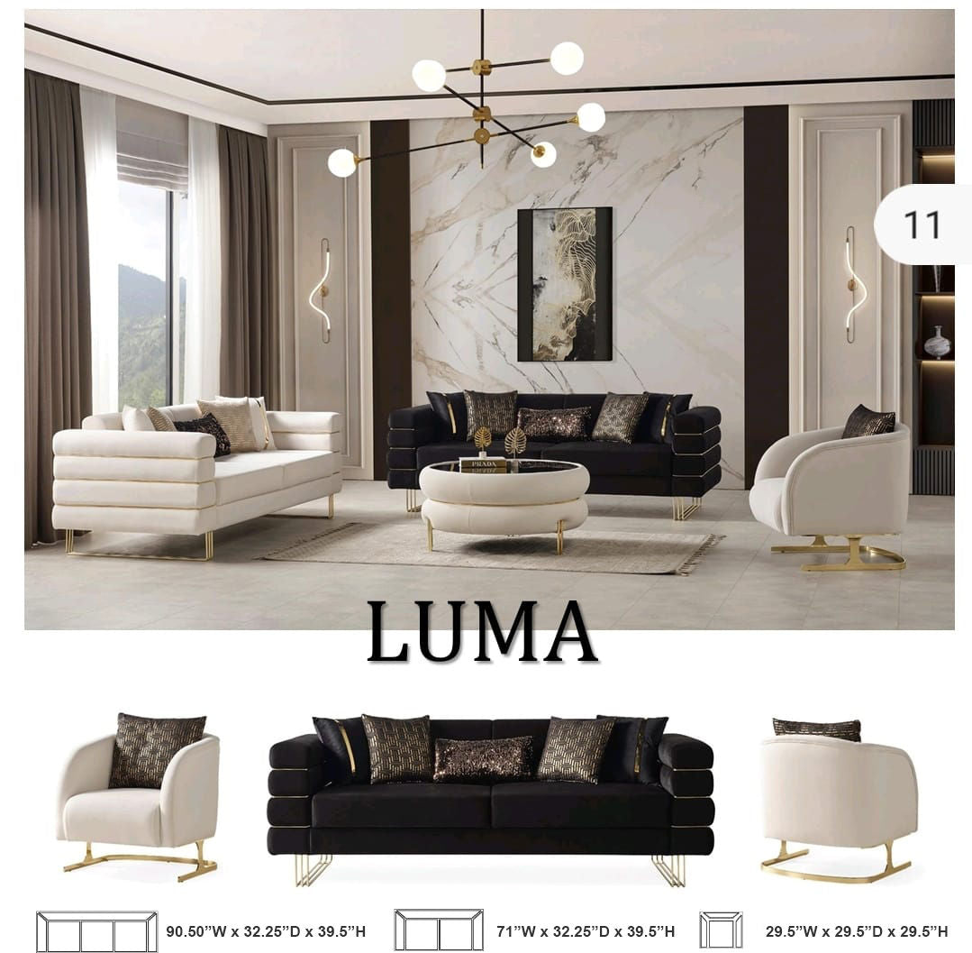 Luma Off White Velvet Sofa and Loveseat