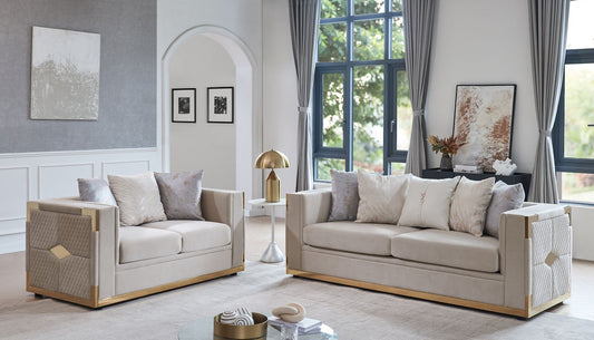 Juliet Cream Sofa and Loveseat S3040